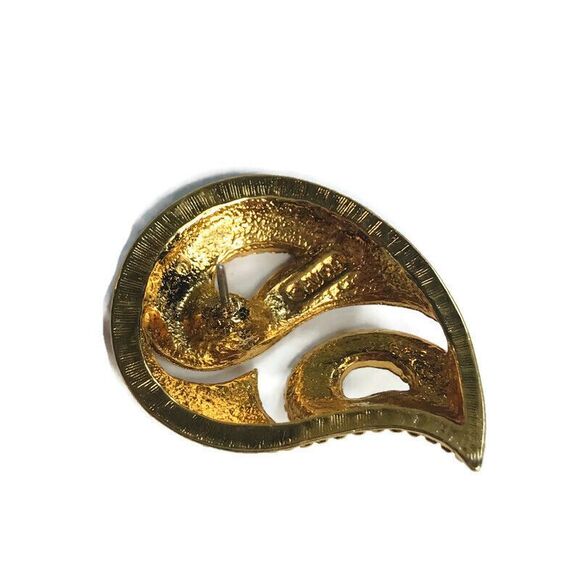 Gold Tone Teardrop Shape Enamel Cloissone Pierced Earrings Blue Green - Picture 3 of 3